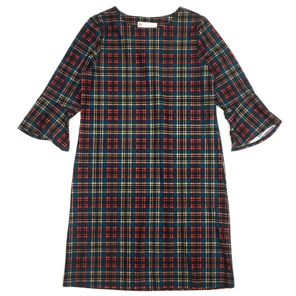 Jude Connelly Margot shift dress 3/4 sleeve plaid